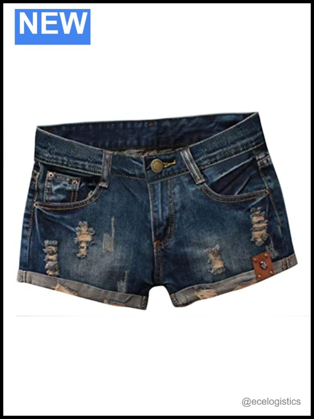 Low Rise Distressed Frayed Denim Shorts Stretchy Raw Hem